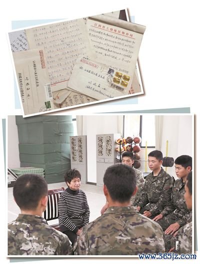 上图:叶晓茵与有婚恋需求官兵的生意信件。下图:叶晓茵走进武警江西总队上饶支队某中队,与官兵面对面沟通婚恋诉求。余 威摄