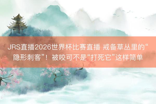 JRS直播2026世界杯比赛直播 戒备草丛里的“隐形刺客”!被咬可不是“打死它”这样简单