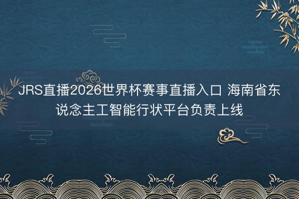 JRS直播2026世界杯赛事直播入口 海南省东说念主工智能行状平台负责上线