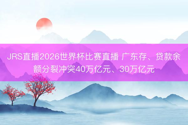 JRS直播2026世界杯比赛直播 广东存、贷款余额分裂冲突40万亿元、30万亿元