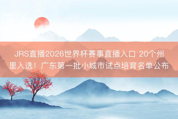 JRS直播2026世界杯赛事直播入口 20个州里入选！广东第一批小城市试点培育名单公布
